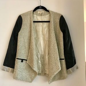 Tweed & Faux Leather Blazer